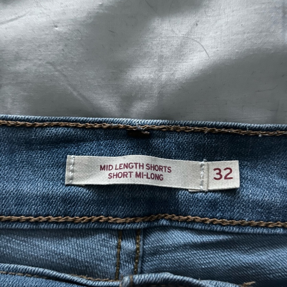 Mid Length Blue Denim Shorts